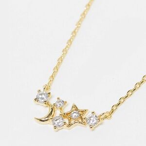 With Bling 18k gold plated celestial crystal necklace